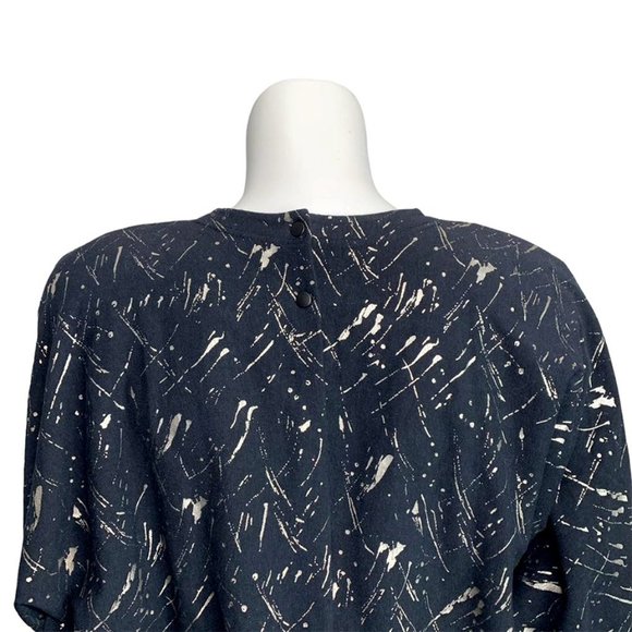 VINTAGE 1980's BETTINA RIEDEL Metallic Splatter Pattern Dress - Picture 5 of 8